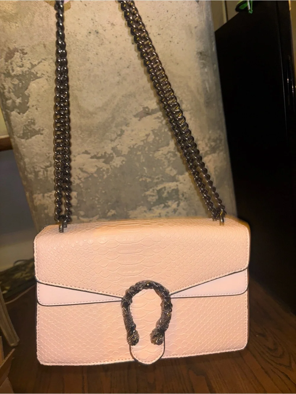 Crossbody Shoulder Bag for Women Luxury Snake-Print Chain Strap Satchel Purse